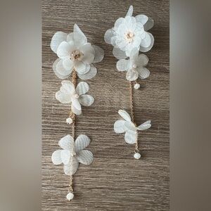 Bohemian white drop earrings A666